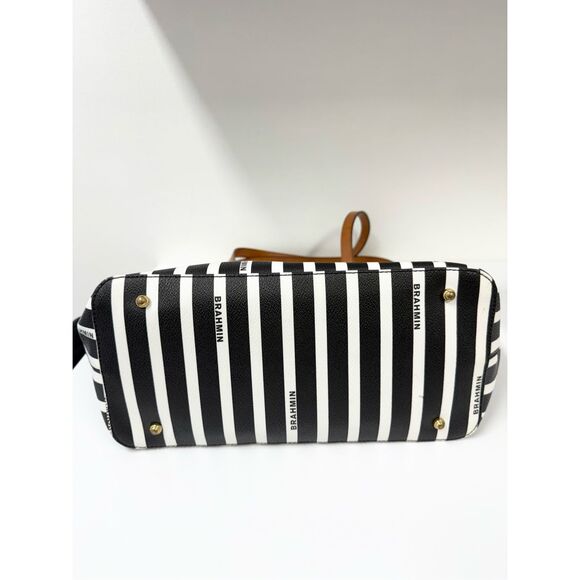 Brahmin All Day Signature Striped Tote Bag Black & White - Picture 7 of 11